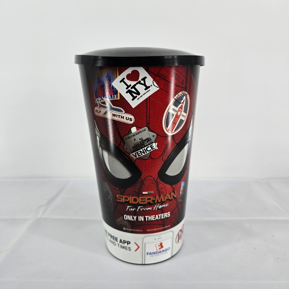 Spider-Man Far‎ From Home Movie Theater Souvenir Cup with Lid 2019 Marvel 8in